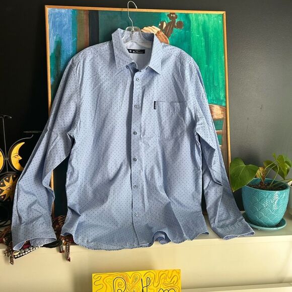 Host Pick Ben Sherman Sky Blue Dotted Button Down Shir XXL - Picture 1 of 13